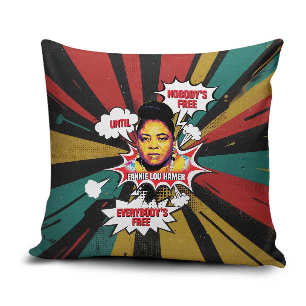 Fannie Lou Hamer Pillow Cover with Pop Art Comic Style Design Bold Quote and Civil Rights Tribute - Wonder Print Shop