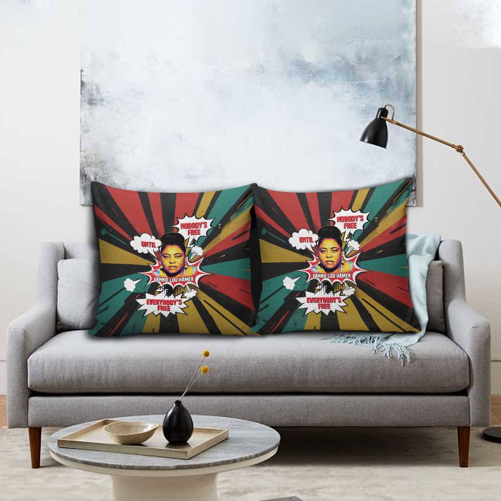 Fannie Lou Hamer Pillow Cover with Pop Art Comic Style Design Bold Quote and Civil Rights Tribute - Wonder Print Shop