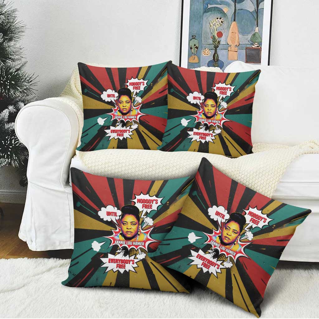 Fannie Lou Hamer Pillow Cover with Pop Art Comic Style Design Bold Quote and Civil Rights Tribute - Wonder Print Shop