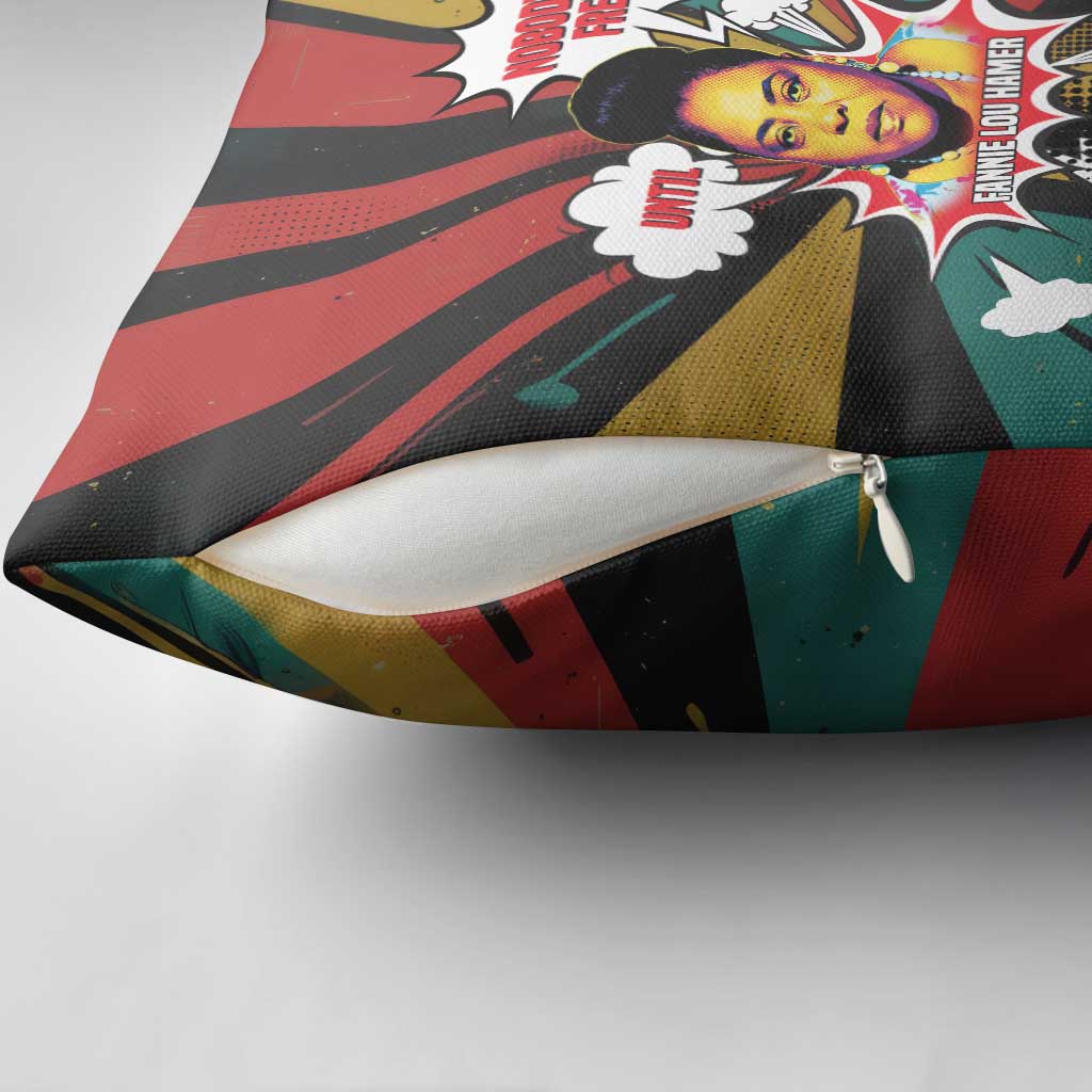 Fannie Lou Hamer Pillow Cover with Pop Art Comic Style Design Bold Quote and Civil Rights Tribute - Wonder Print Shop