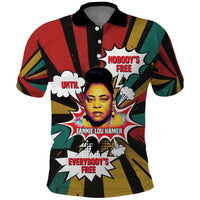Fannie Lou Hamer Polo Shirt with Pop Art Comic Style Design Bold Quote and Civil Rights Tribute - Wonder Print Shop