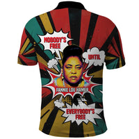 Fannie Lou Hamer Polo Shirt with Pop Art Comic Style Design Bold Quote and Civil Rights Tribute - Wonder Print Shop