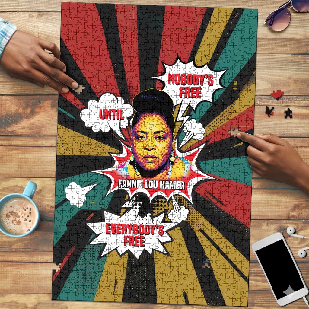 Fannie Lou Hamer Puzzle with Pop Art Comic Style Design Bold Quote and Civil Rights Tribute - Wonder Print Shop