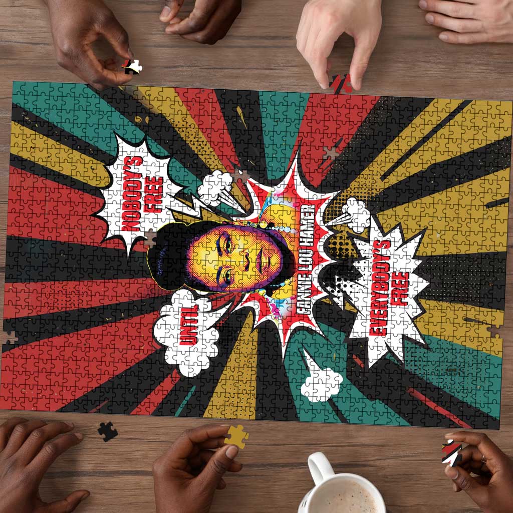 Fannie Lou Hamer Puzzle with Pop Art Comic Style Design Bold Quote and Civil Rights Tribute - Wonder Print Shop
