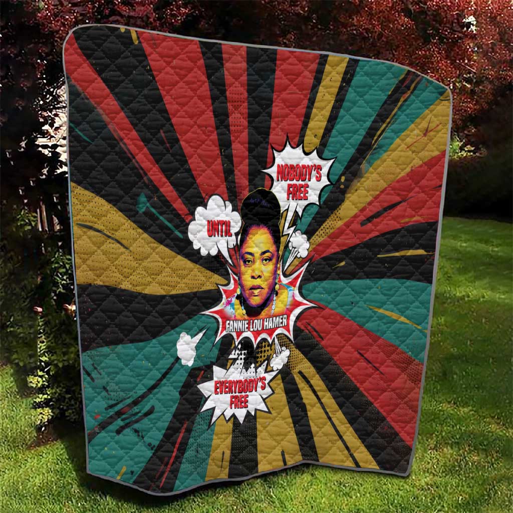Fannie Lou Hamer Quilt with Pop Art Comic Style Design Bold Quote and Civil Rights Tribute - Wonder Print Shop