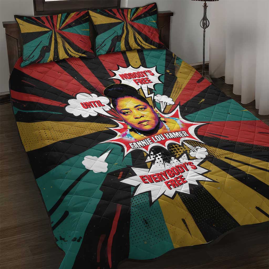 Fannie Lou Hamer Quilt Bed Set with Pop Art Comic Style Design Bold Quote and Civil Rights Tribute - Wonder Print Shop