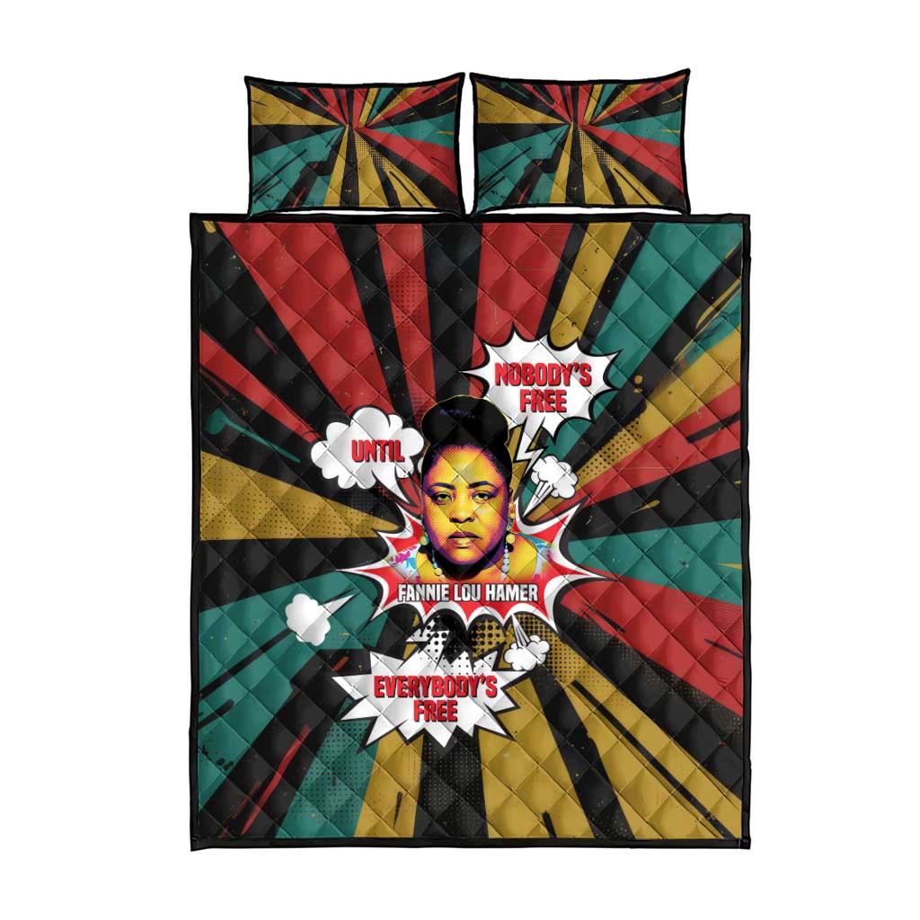 Fannie Lou Hamer Quilt Bed Set with Pop Art Comic Style Design Bold Quote and Civil Rights Tribute - Wonder Print Shop