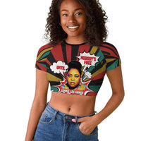 Fannie Lou Hamer Raglan Cropped T shirt with Pop Art Comic Style Design Bold Quote and Civil Rights Tribute - Wonder Print Shop