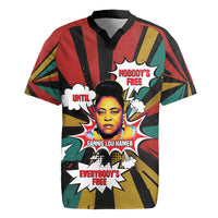 Fannie Lou Hamer Rugby Jersey with Pop Art Comic Style Design Bold Quote and Civil Rights Tribute - Wonder Print Shop