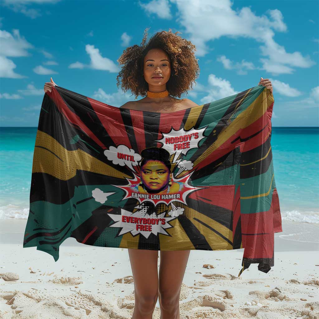 Fannie Lou Hamer Sarong with Pop Art Comic Style Design Bold Quote and Civil Rights Tribute - Wonder Print Shop