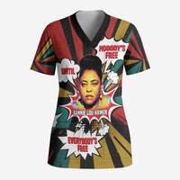 Fannie Lou Hamer Scrub Top with Pop Art Comic Style Design Bold Quote and Civil Rights Tribute - Wonder Print Shop