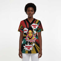 Fannie Lou Hamer Scrub Top with Pop Art Comic Style Design Bold Quote and Civil Rights Tribute - Wonder Print Shop