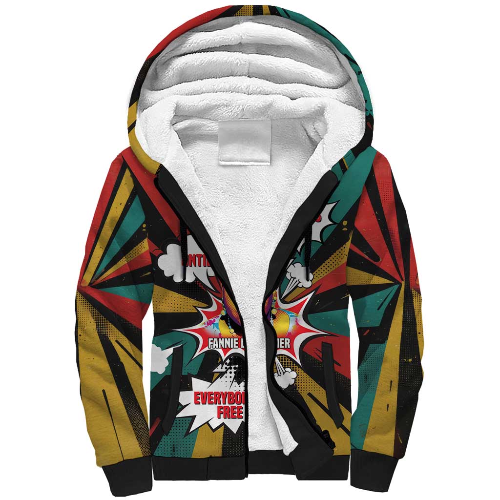 Fannie Lou Hamer Sherpa Hoodie with Pop Art Comic Style Design Bold Quote and Civil Rights Tribute - Wonder Print Shop