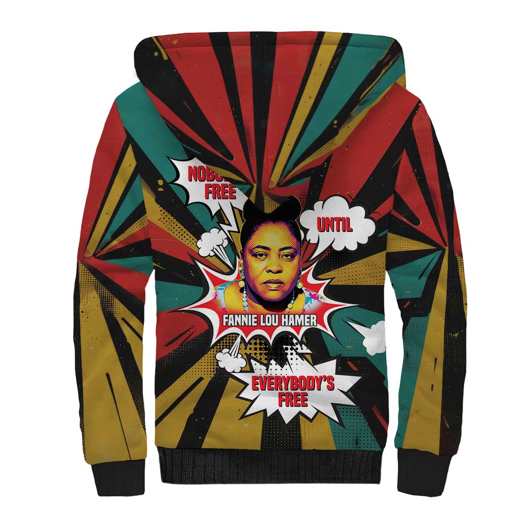 Fannie Lou Hamer Sherpa Hoodie with Pop Art Comic Style Design Bold Quote and Civil Rights Tribute - Wonder Print Shop