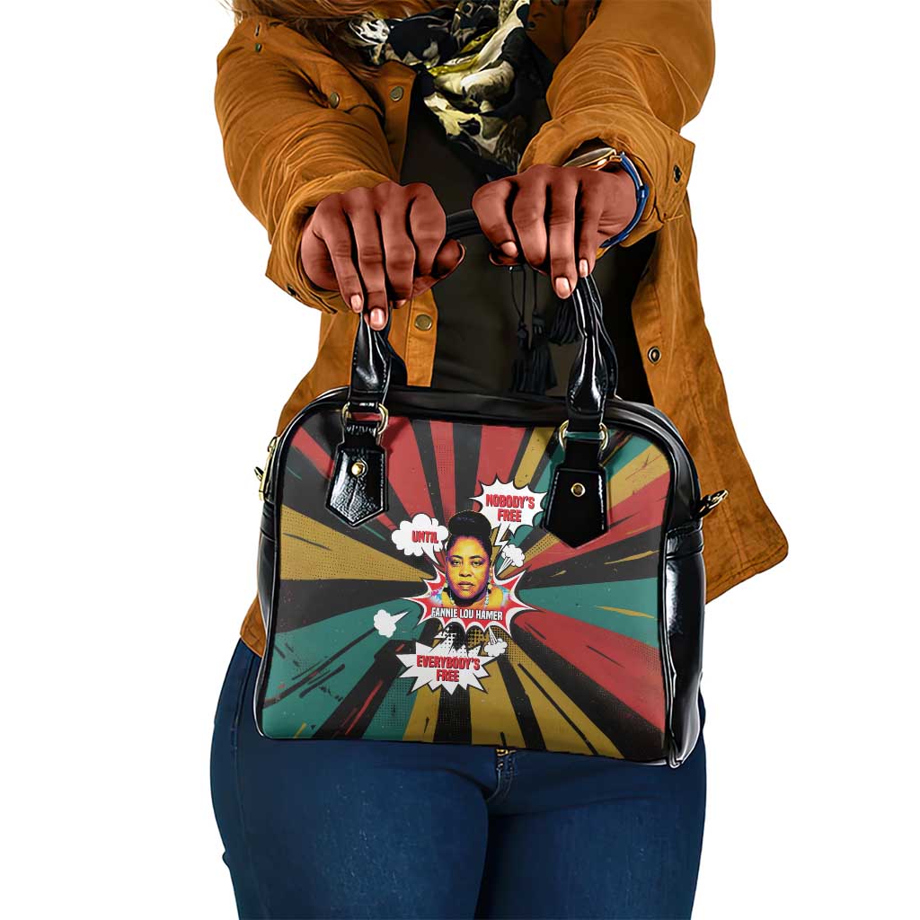 Fannie Lou Hamer Shoulder Handbag with Pop Art Comic Style Design Bold Quote and Civil Rights Tribute - Wonder Print Shop