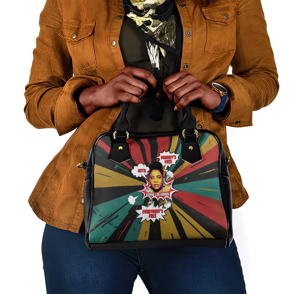 Fannie Lou Hamer Shoulder Handbag with Pop Art Comic Style Design Bold Quote and Civil Rights Tribute - Wonder Print Shop