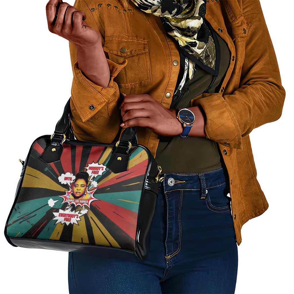 Fannie Lou Hamer Shoulder Handbag with Pop Art Comic Style Design Bold Quote and Civil Rights Tribute - Wonder Print Shop