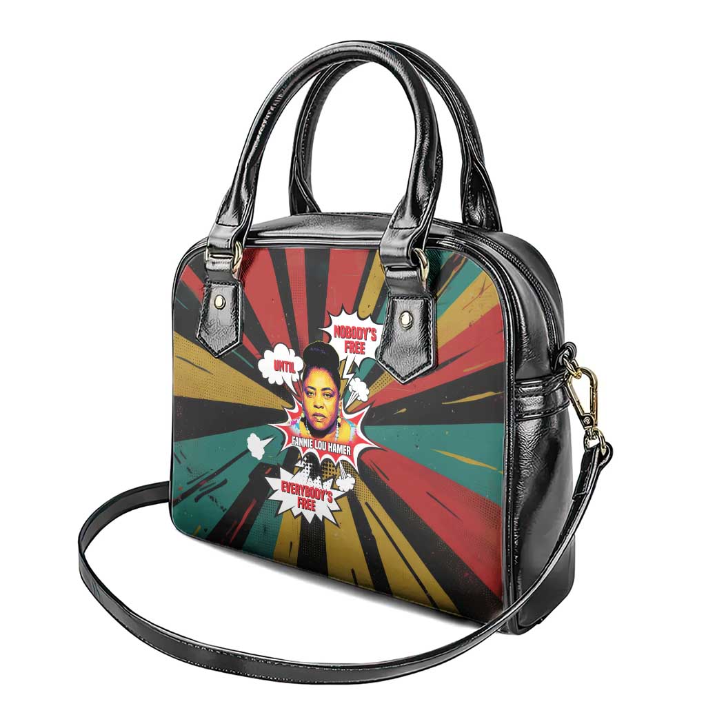 Fannie Lou Hamer Shoulder Handbag with Pop Art Comic Style Design Bold Quote and Civil Rights Tribute - Wonder Print Shop