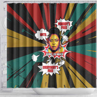Fannie Lou Hamer Shower Curtain with Pop Art Comic Style Design Bold Quote and Civil Rights Tribute - Wonder Print Shop