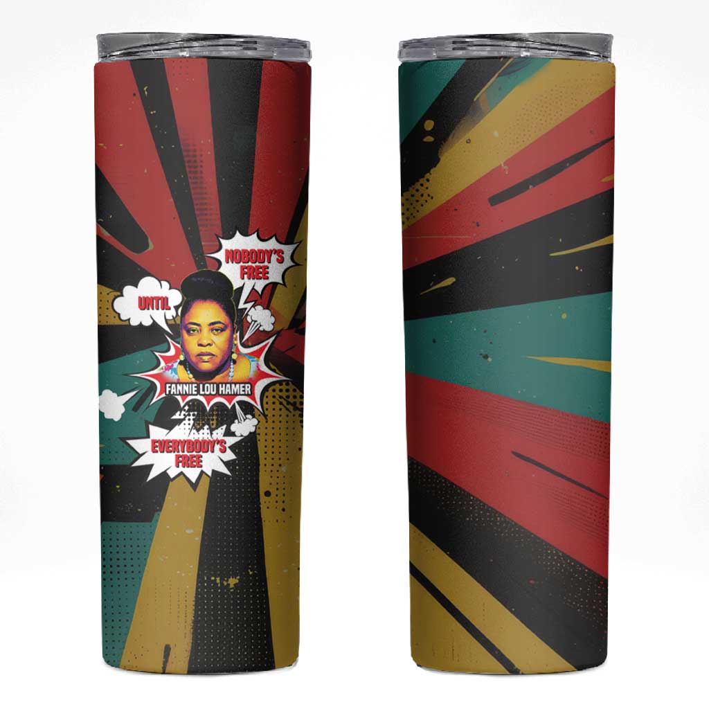 Fannie Lou Hamer Skinny Tumbler with Pop Art Comic Style Design Bold Quote and Civil Rights Tribute - Wonder Print Shop