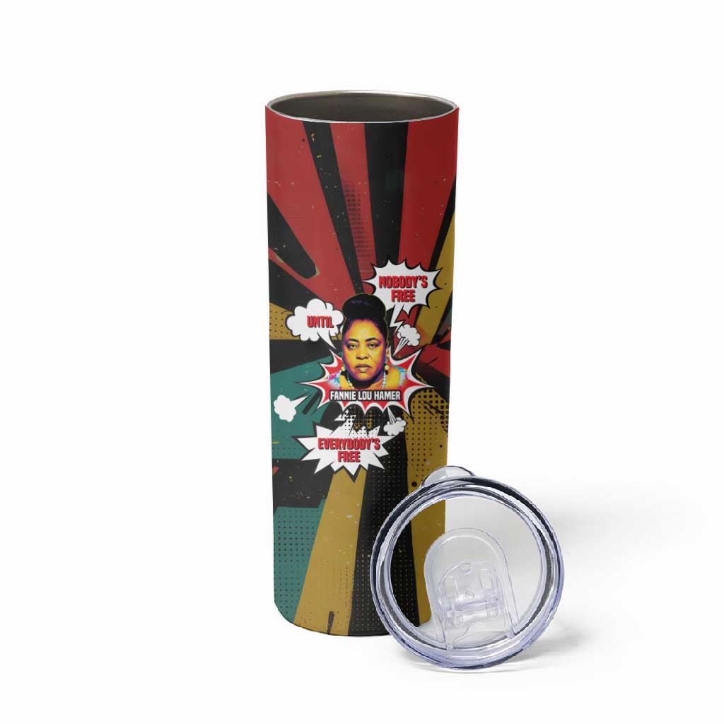 Fannie Lou Hamer Skinny Tumbler with Pop Art Comic Style Design Bold Quote and Civil Rights Tribute - Wonder Print Shop