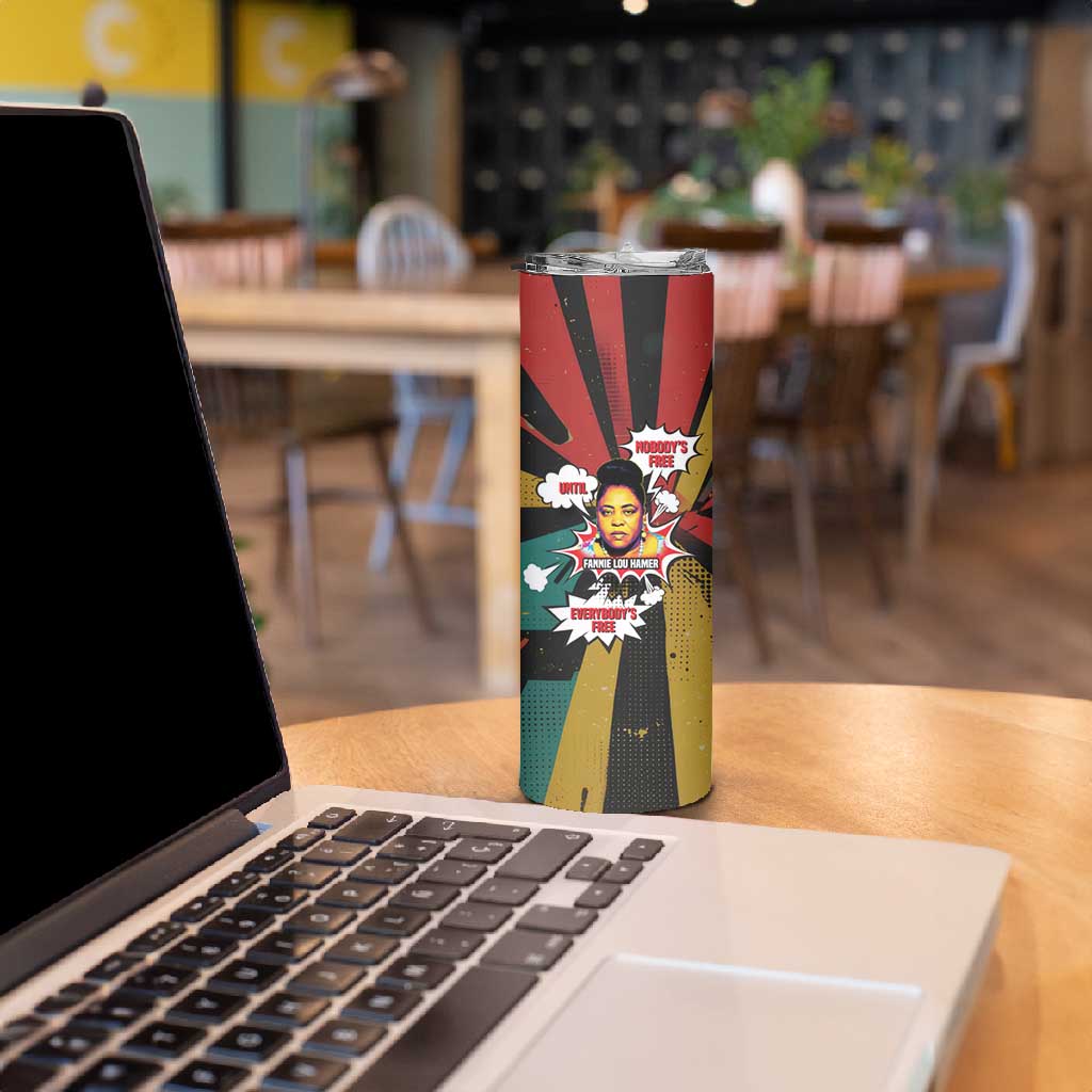 Fannie Lou Hamer Skinny Tumbler with Pop Art Comic Style Design Bold Quote and Civil Rights Tribute - Wonder Print Shop