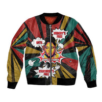 Fannie Lou Hamer Sleeve Zip Bomber Jacket with Pop Art Comic Style Design Bold Quote and Civil Rights Tribute - Wonder Print Shop
