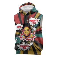 Fannie Lou Hamer Sleeveless Hoodie with Pop Art Comic Style Design Bold Quote and Civil Rights Tribute - Wonder Print Shop