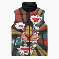 Fannie Lou Hamer Sleeveless Puffer Jacket with Pop Art Comic Style Design Bold Quote and Civil Rights Tribute - Wonder Print Shop
