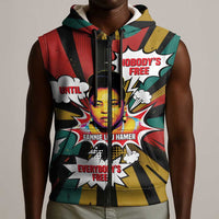 Fannie Lou Hamer Sleeveless Zip Hoodie with Pop Art Comic Style Design Bold Quote and Civil Rights Tribute - Wonder Print Shop