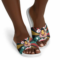 Fannie Lou Hamer Slide Sandals with Pop Art Comic Style Design Bold Quote and Civil Rights Tribute - Wonder Print Shop