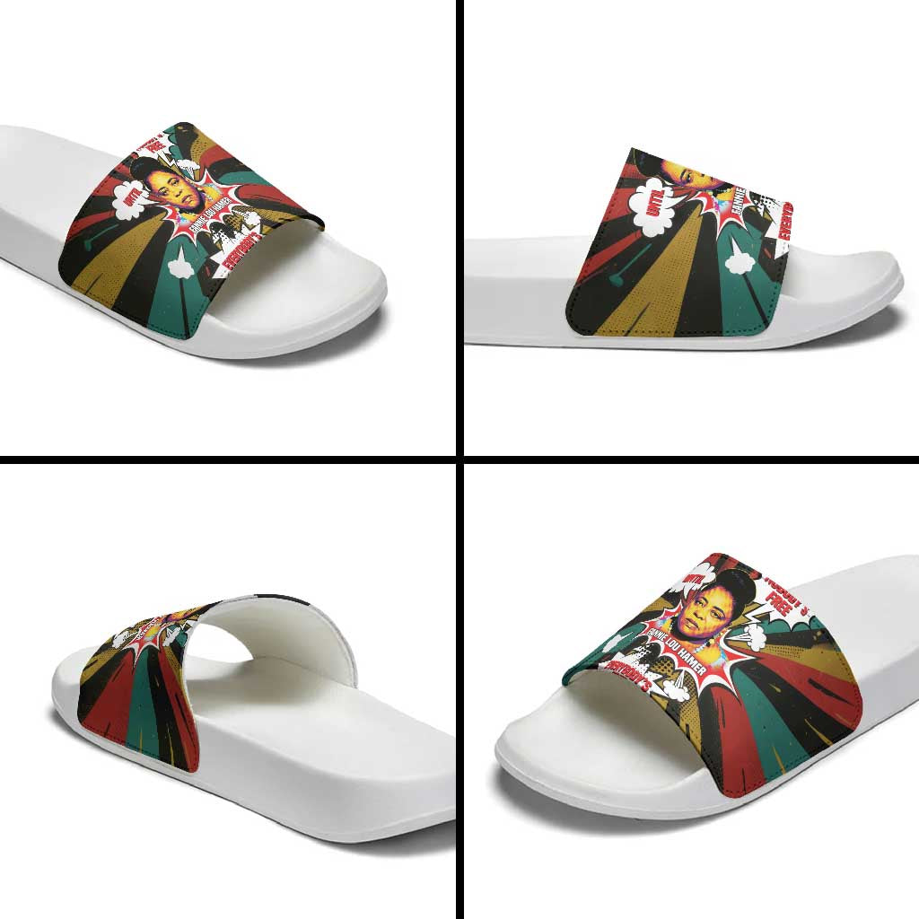 Fannie Lou Hamer Slide Sandals with Pop Art Comic Style Design Bold Quote and Civil Rights Tribute - Wonder Print Shop