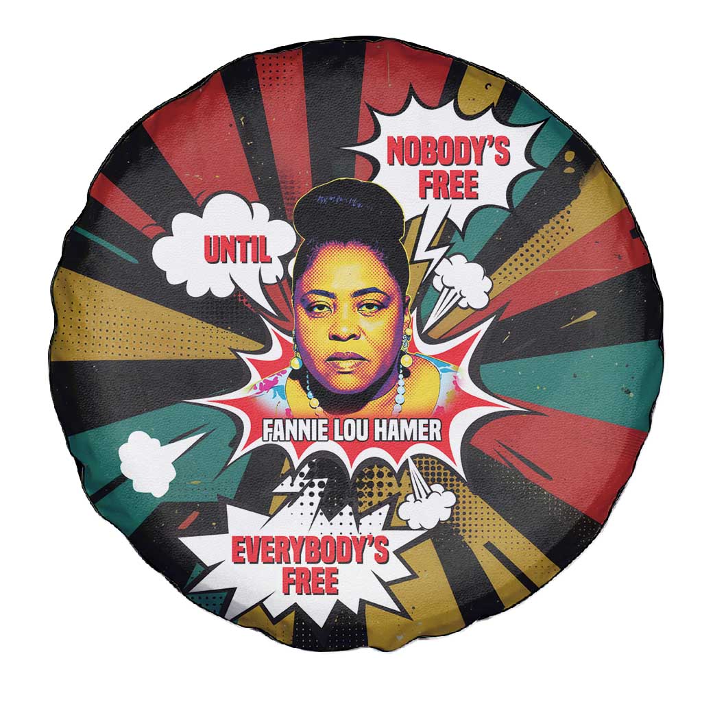 Fannie Lou Hamer Spare Tire Cover with Pop Art Comic Style Design Bold Quote and Civil Rights Tribute - Wonder Print Shop