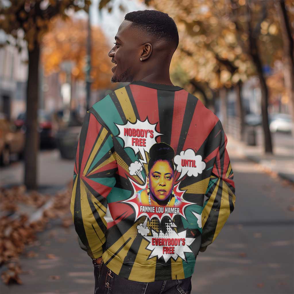 Fannie Lou Hamer Sweatshirt with Pop Art Comic Style Design Bold Quote and Civil Rights Tribute - Wonder Print Shop
