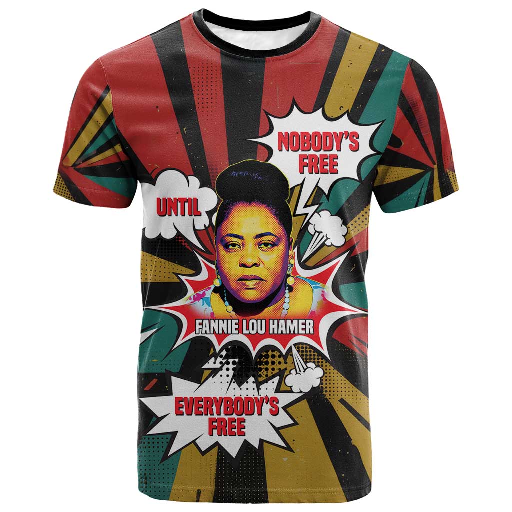 Fannie Lou Hamer T shirt with Pop Art Comic Style Design Bold Quote and Civil Rights Tribute - Wonder Print Shop
