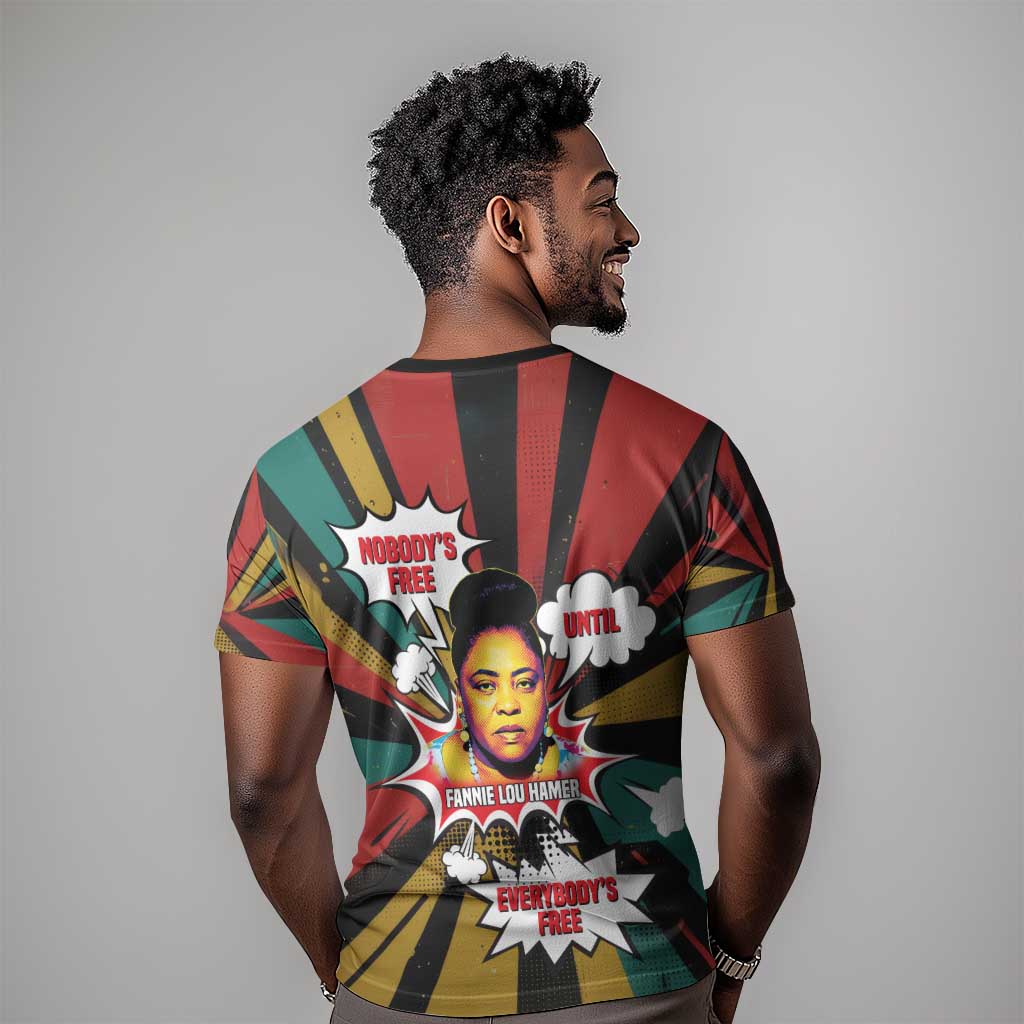 Fannie Lou Hamer T shirt with Pop Art Comic Style Design Bold Quote and Civil Rights Tribute - Wonder Print Shop