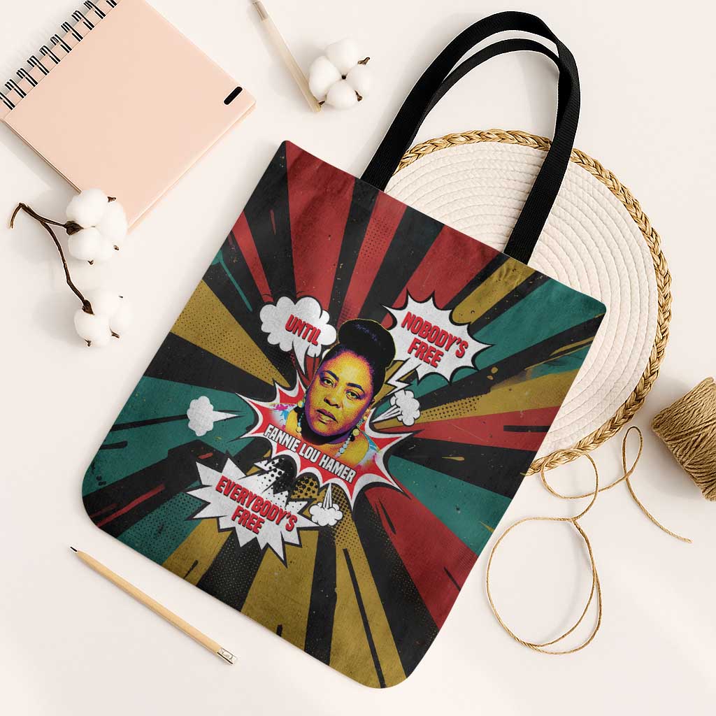 Fannie Lou Hamer Tote Bag with Pop Art Comic Style Design Bold Quote and Civil Rights Tribute - Wonder Print Shop