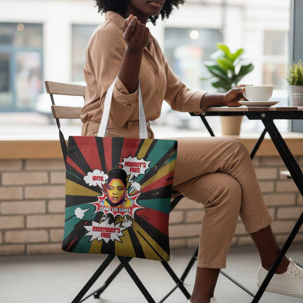 Fannie Lou Hamer Tote Bag with Pop Art Comic Style Design Bold Quote and Civil Rights Tribute - Wonder Print Shop