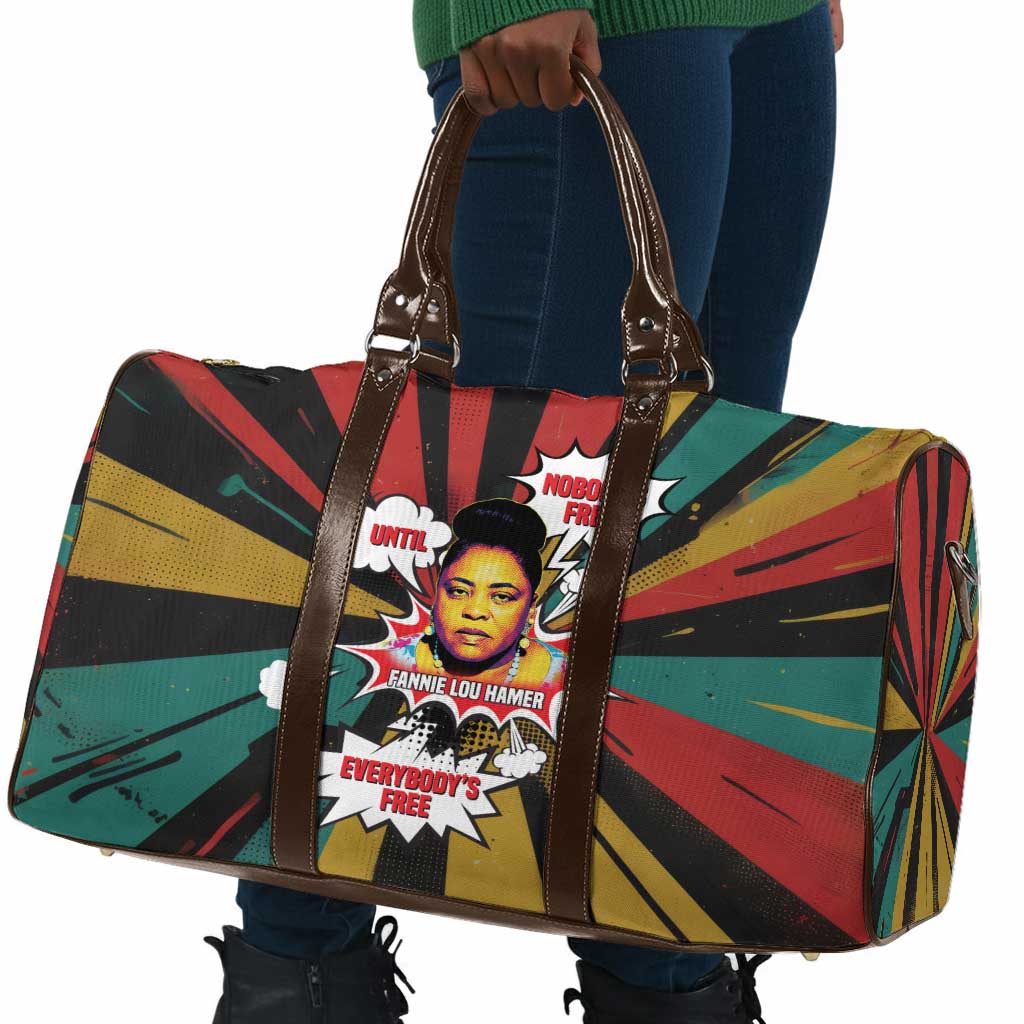 Fannie Lou Hamer Travel Bag with Pop Art Comic Style Design Bold Quote and Civil Rights Tribute - Wonder Print Shop