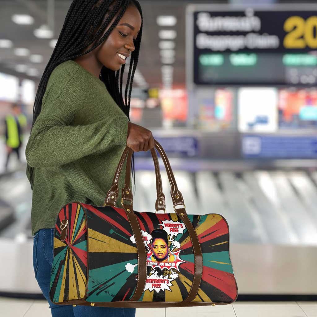 Fannie Lou Hamer Travel Bag with Pop Art Comic Style Design Bold Quote and Civil Rights Tribute - Wonder Print Shop
