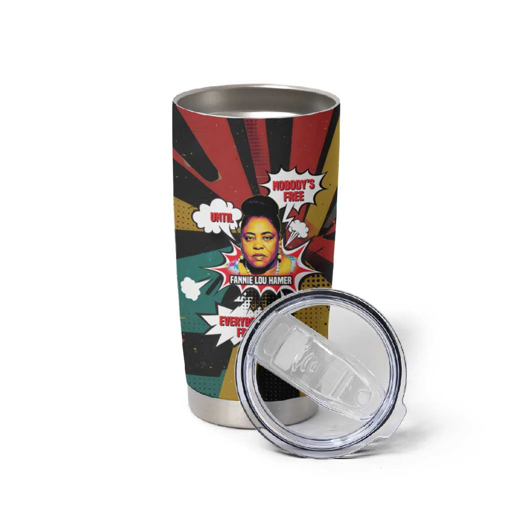 Fannie Lou Hamer Tumbler Cup with Pop Art Comic Style Design Bold Quote and Civil Rights Tribute - Wonder Print Shop
