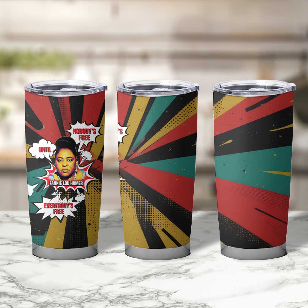 Fannie Lou Hamer Tumbler Cup with Pop Art Comic Style Design Bold Quote and Civil Rights Tribute - Wonder Print Shop