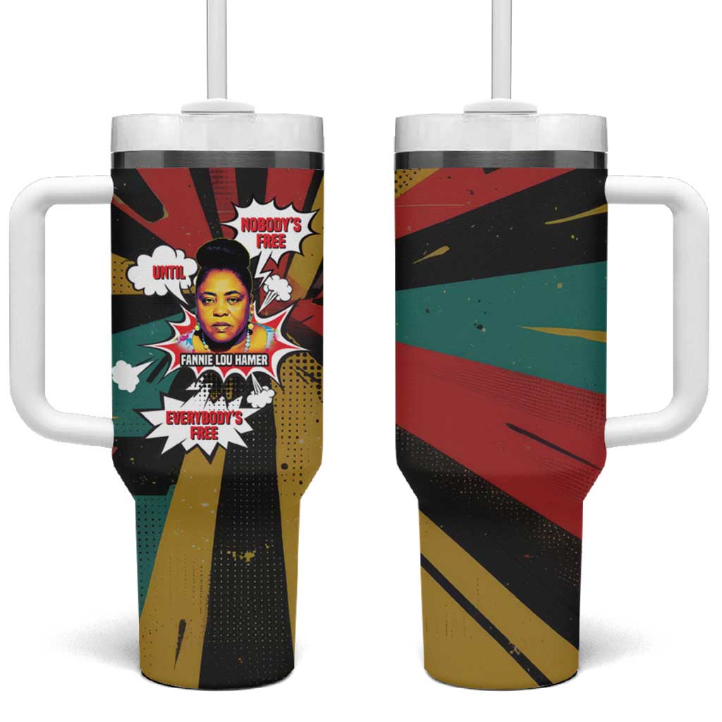 Fannie Lou Hamer Tumbler With Handle with Pop Art Comic Style Design Bold Quote and Civil Rights Tribute - Wonder Print Shop