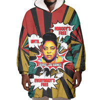 Fannie Lou Hamer Wearable Blanket Hoodie with Pop Art Comic Style Design Bold Quote and Civil Rights Tribute - Wonder Print Shop