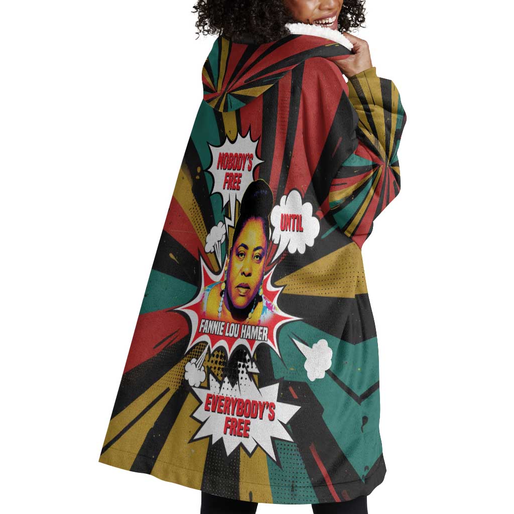 Fannie Lou Hamer Wearable Blanket Hoodie with Pop Art Comic Style Design Bold Quote and Civil Rights Tribute - Wonder Print Shop