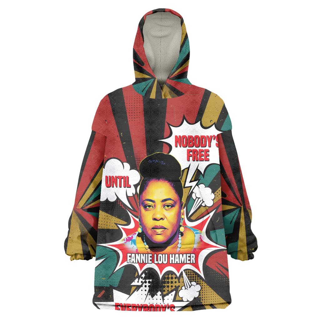 Fannie Lou Hamer Wearable Blanket Hoodie with Pop Art Comic Style Design Bold Quote and Civil Rights Tribute - Wonder Print Shop