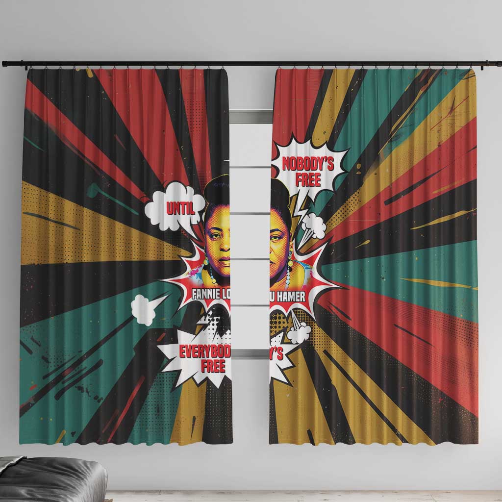 Fannie Lou Hamer Window Curtain with Pop Art Comic Style Design Bold Quote and Civil Rights Tribute - Wonder Print Shop