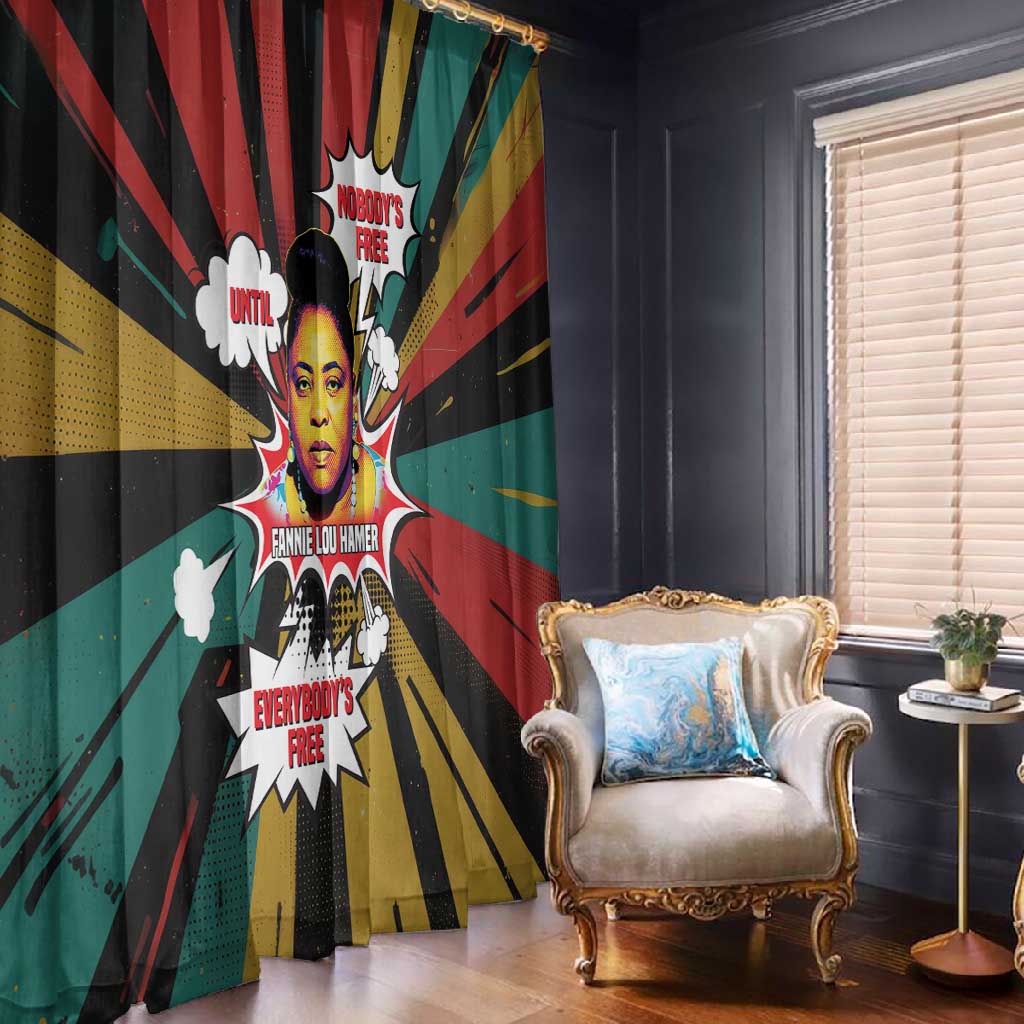 Fannie Lou Hamer Window Curtain with Pop Art Comic Style Design Bold Quote and Civil Rights Tribute - Wonder Print Shop