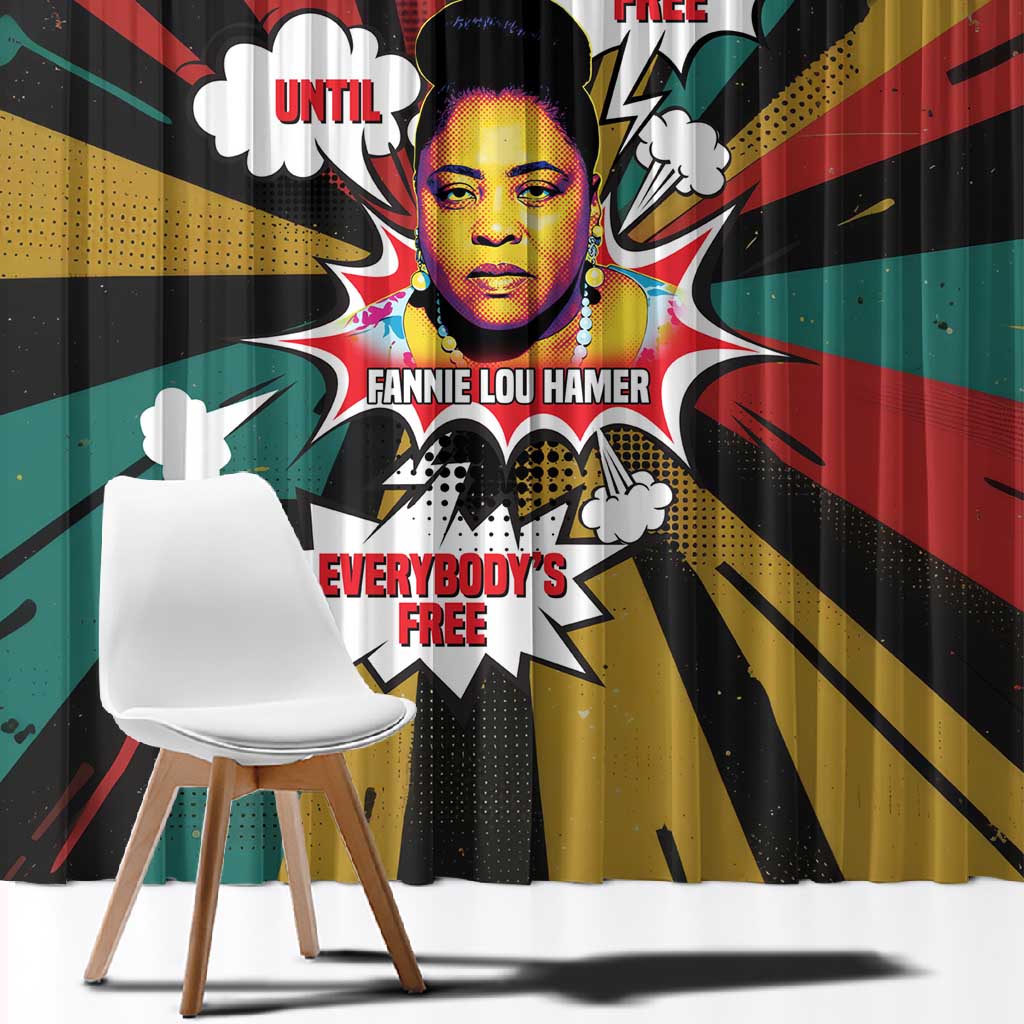 Fannie Lou Hamer Window Curtain with Pop Art Comic Style Design Bold Quote and Civil Rights Tribute - Wonder Print Shop