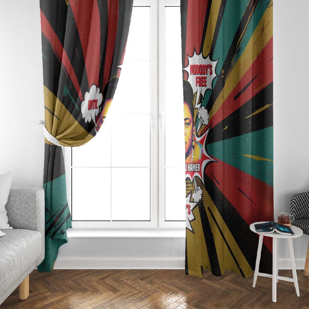 Fannie Lou Hamer Window Curtain with Pop Art Comic Style Design Bold Quote and Civil Rights Tribute - Wonder Print Shop